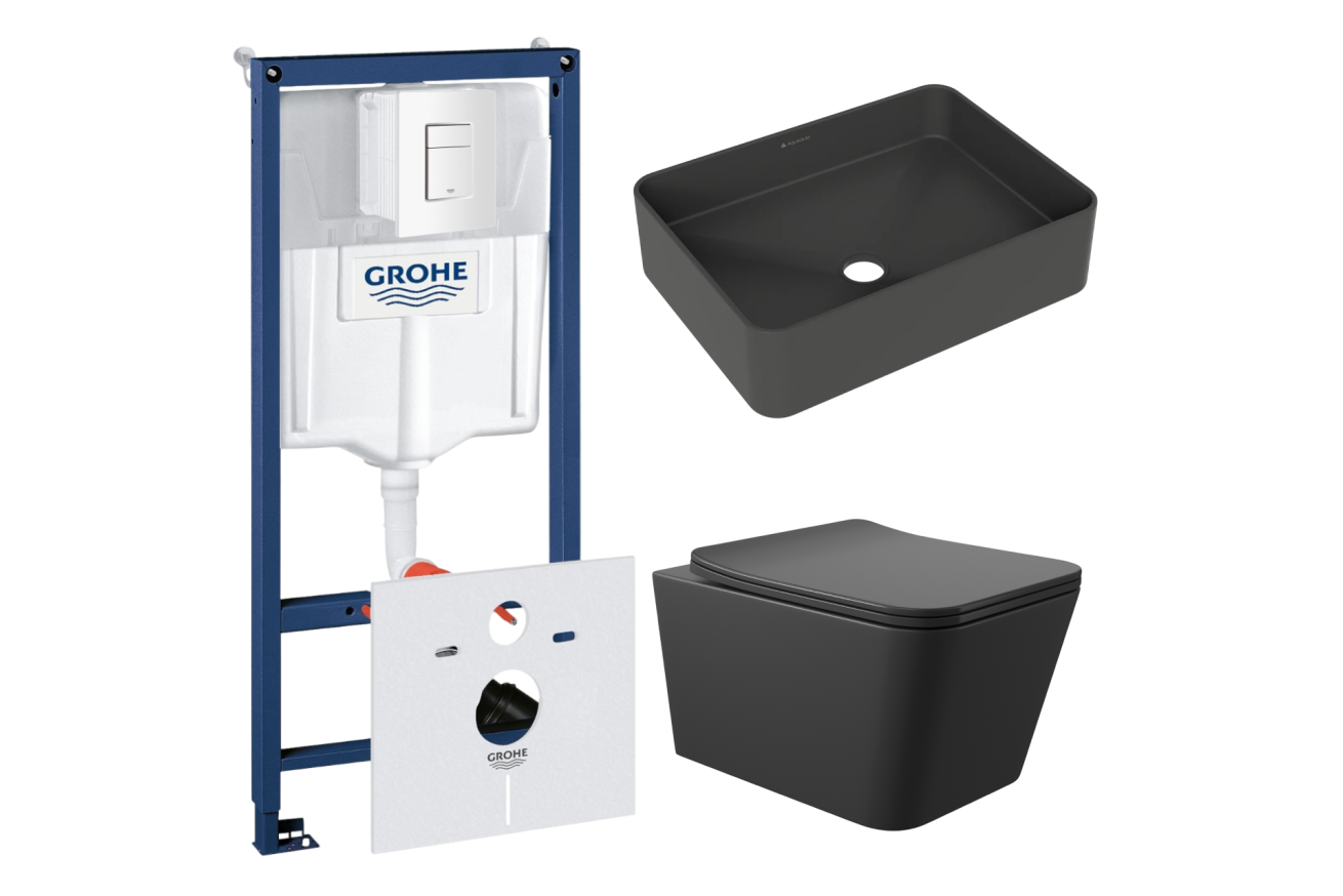 Комплект инсталляции GROHE Rapid SL 38772SH0 с унитазом Aqueduto MACIO MAC0140 и раковиной Aqueduto ESPIRAL ESP0440 (NW0508)