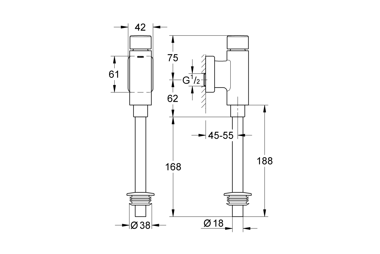Смывное устройство для писсуара GROHE Rondo (37345000)