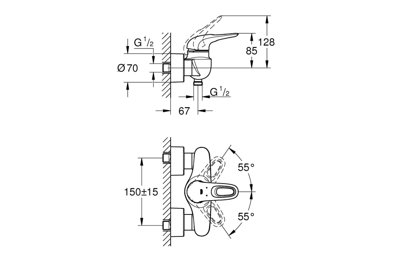 Смеситель для душа GROHE Eurostyle, белая луна (33590LS3)