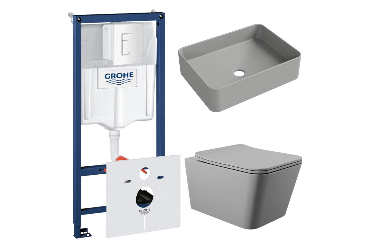 Комплект инсталляции GROHE Rapid SL 38772SH0 с унитазом Aqueduto MACIO MAC0130 и раковиной Aqueduto ESPIRAL ESP0430 (NW0484)