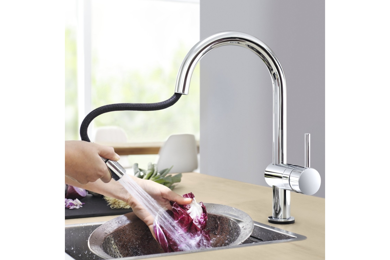 Смеситель для кухни GROHE Minta с вытяжным C-изливом, хром (32918000)