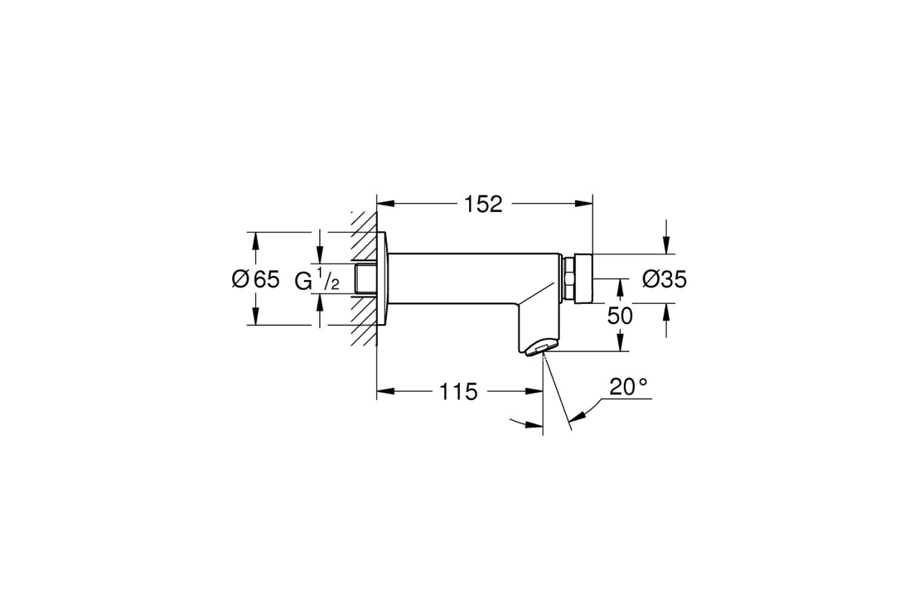 Кран GROHE Euroeco Cosmopolitan T автоматический, без функции смешивания, хром (36266000)