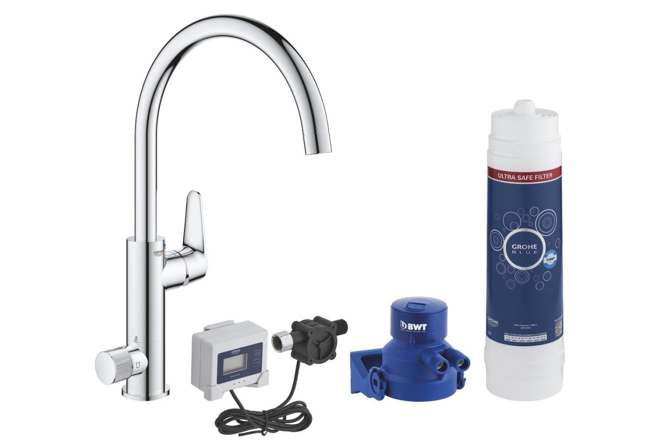 Смеситель для кухни GROHE Blue Pure Eurosmart с функцией фильтрации, с фильтром в комплекте, хром (30386000)