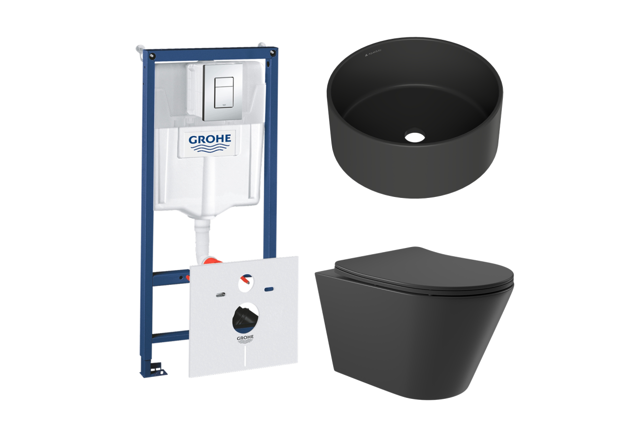 Комплект инсталляции GROHE Rapid SL 38775001 с унитазом Aqueduto CONE CON0140 и раковиной Aqueduto ESPIRAL D400 ESP0140 (NW0430)