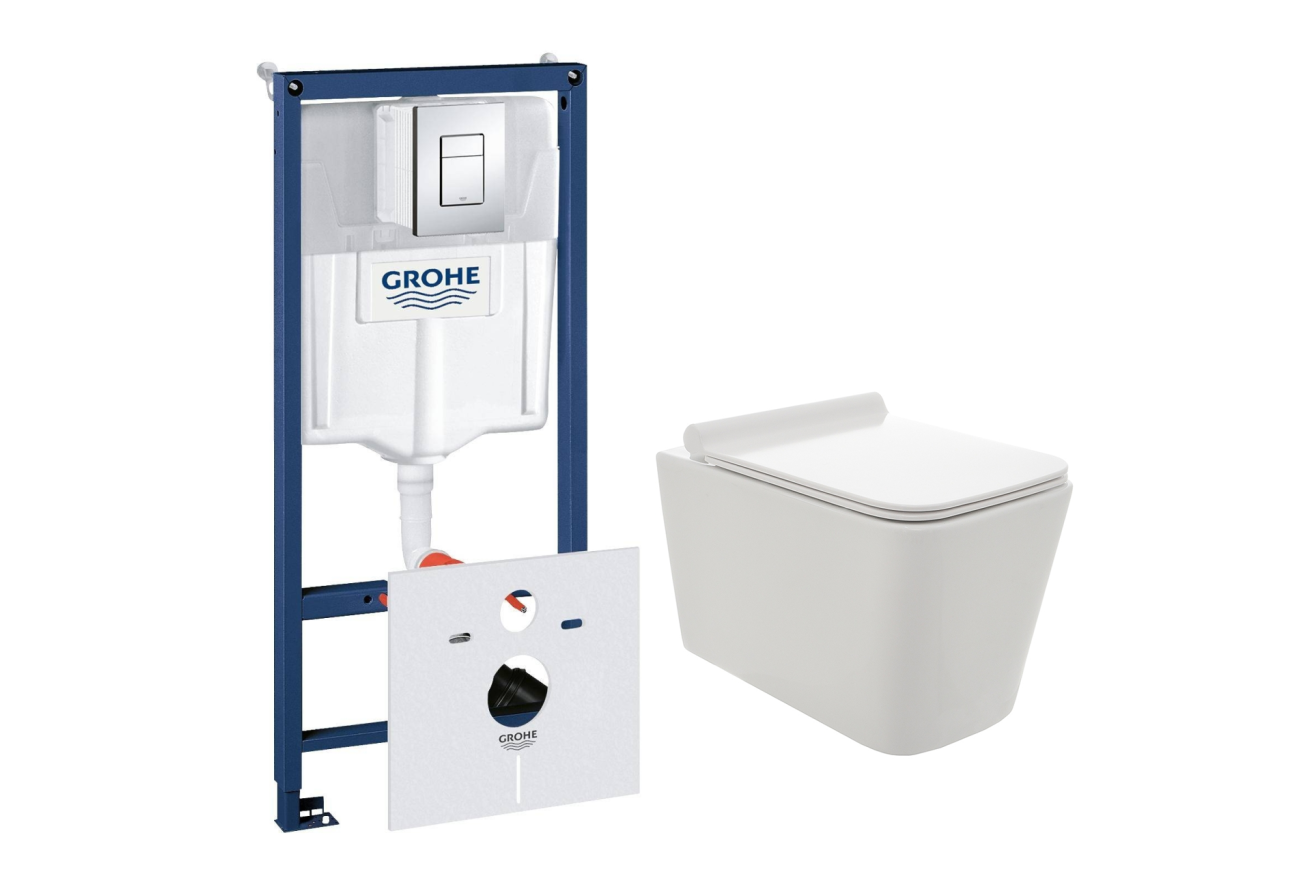Комплект инсталляции GROHE Rapid SL 38775001 с унитазом AQUAme AQM2003 и сиденьем с микролифтом (NW0311)