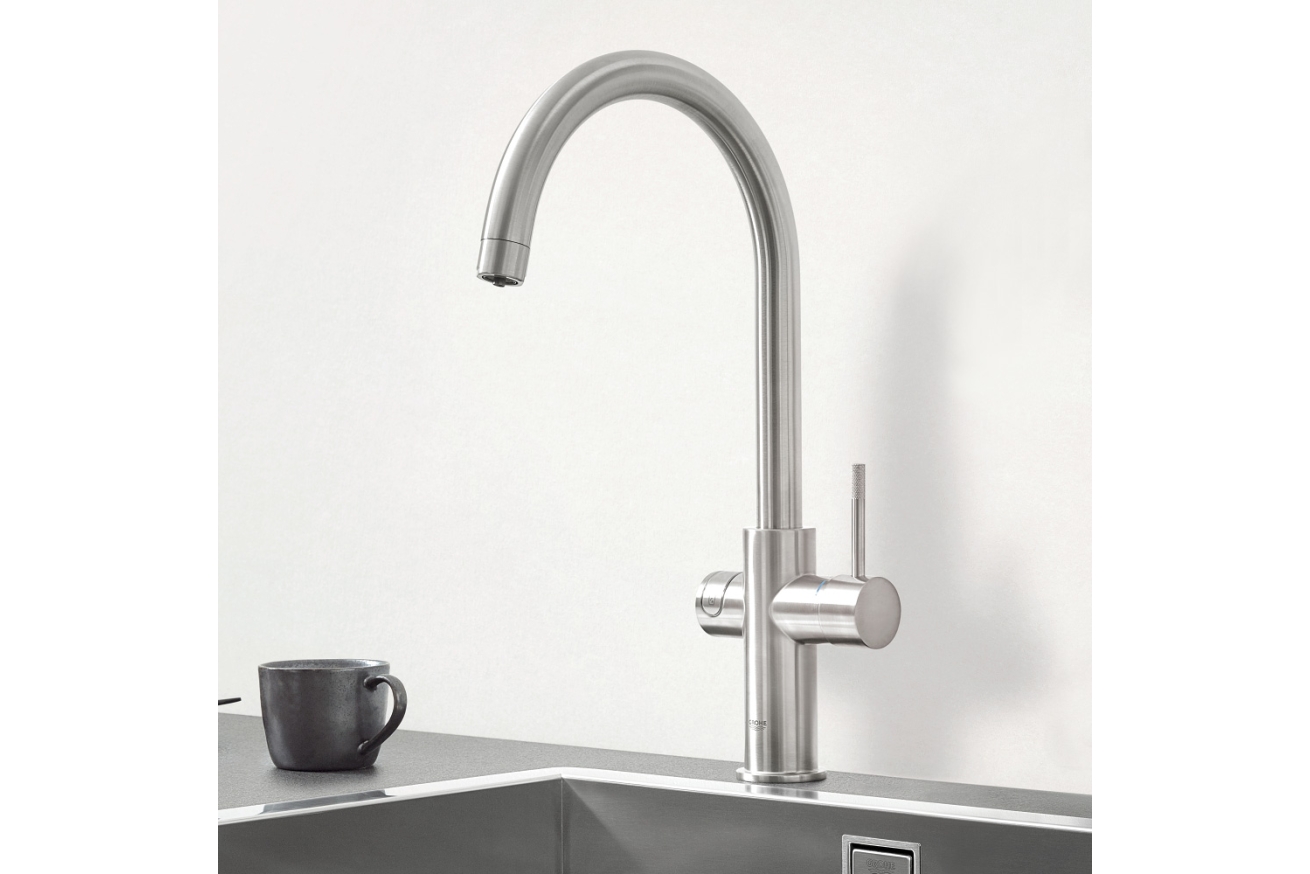 Смеситель для кухни GROHE Blue Professional с функцией фильтрации, с системой охлаждения и газирования воды, Wi-Fi, суперсталь (31323DC2)