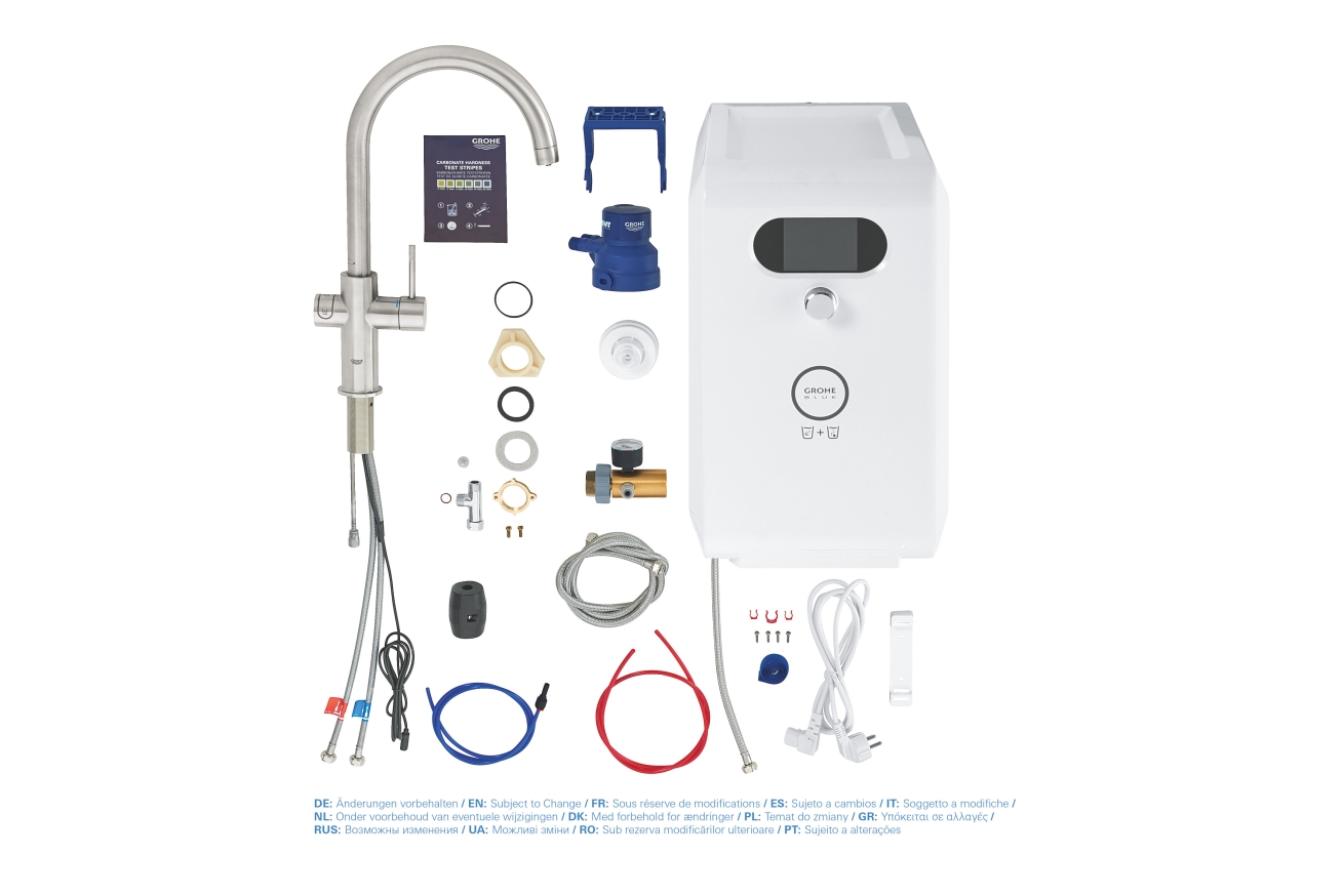 Смеситель для кухни GROHE Blue Professional с функцией фильтрации, с системой охлаждения и газирования воды, Wi-Fi, суперсталь (31323DC2)