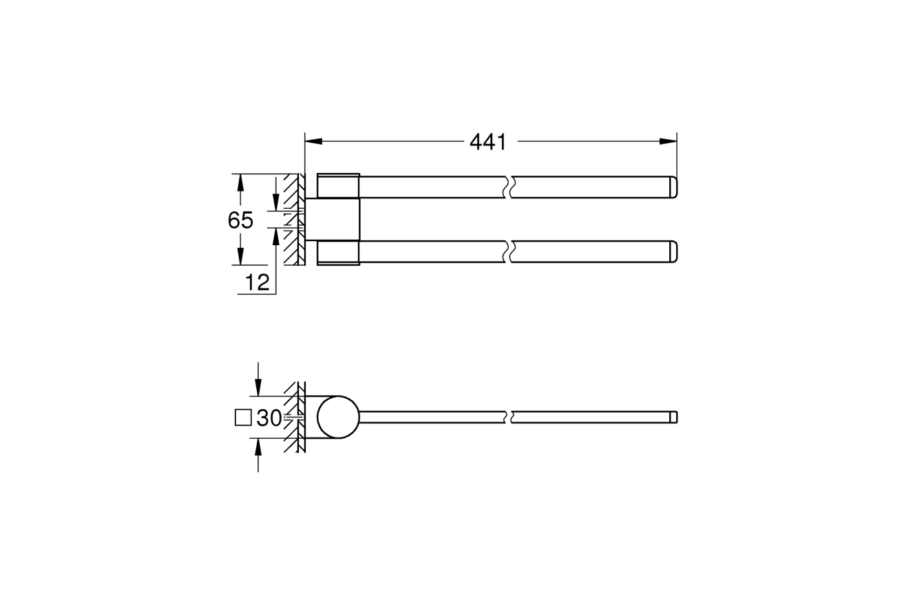Держатель для полотенца GROHE Selection 400 мм, двойной, поворотный, хром (41063000)