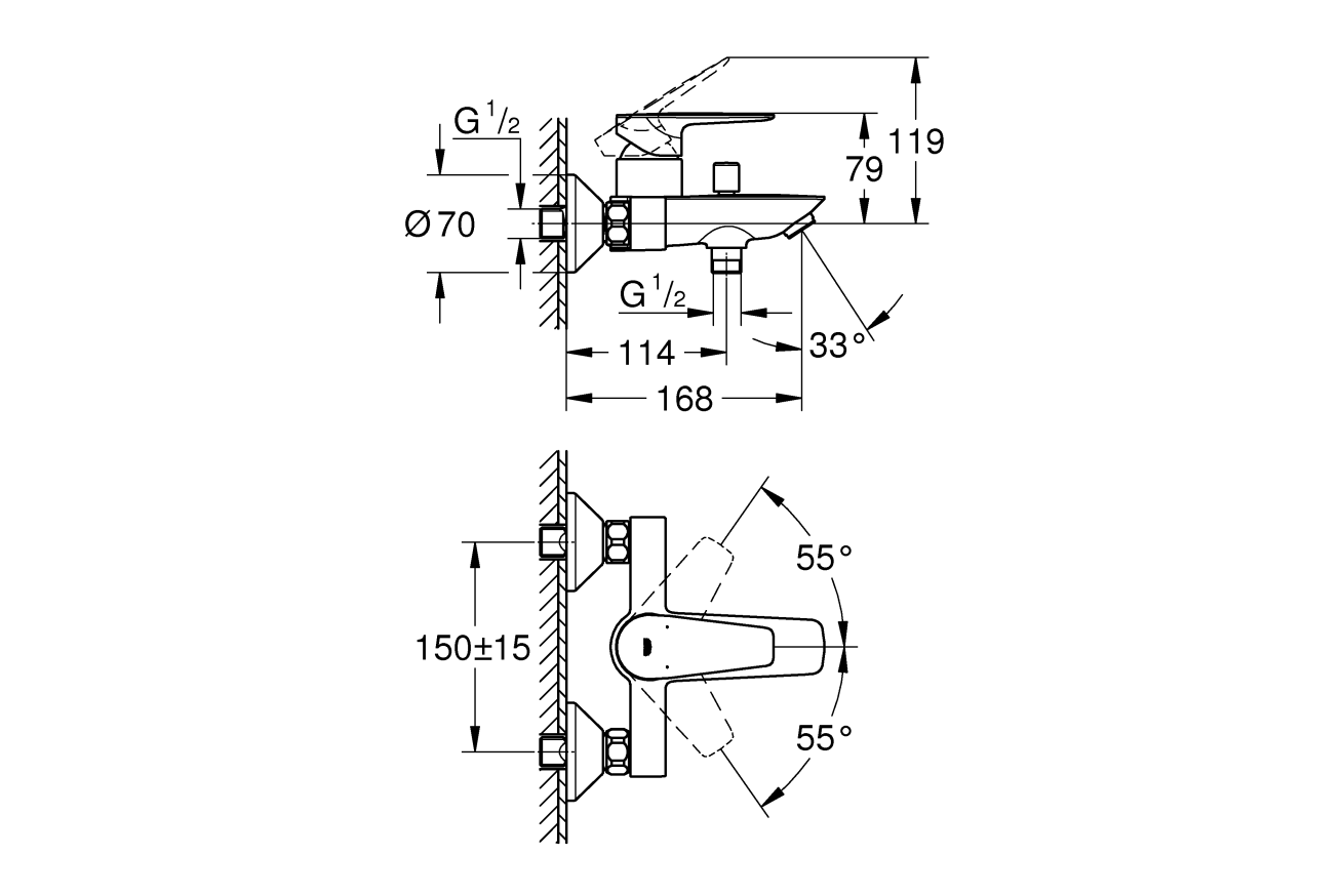 Комплект смесителей GROHE Tempesta с душевым гарнитуром, хром (NB0063)