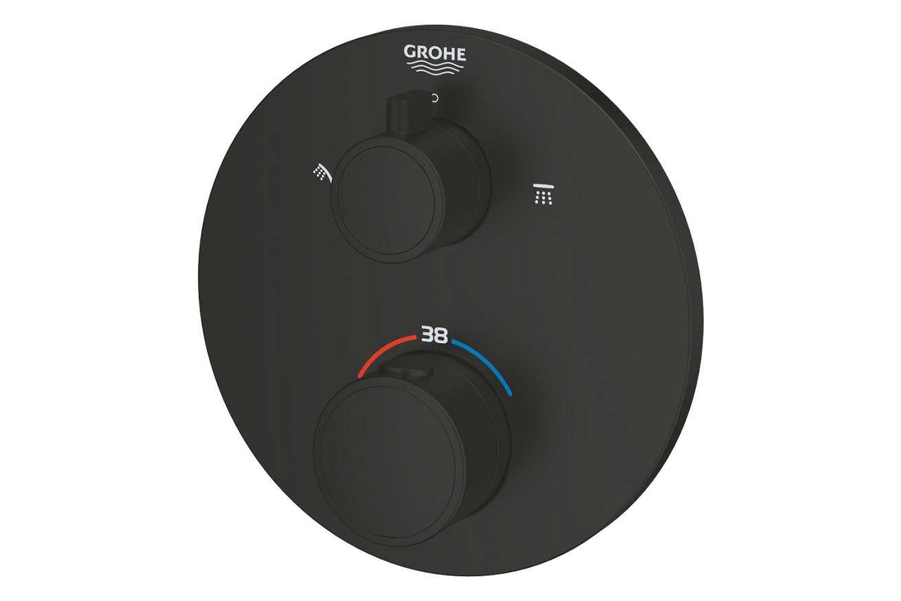 Внешняя часть термостата для душа GROHE Grohtherm на 2 потребителя, круглая, матовый черный (1022082430)