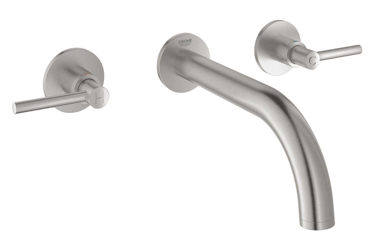 Внешняя часть смесителя для раковины GROHE Atrio на 3 отверстия, двухвентильный, суперсталь (20169DC3)
