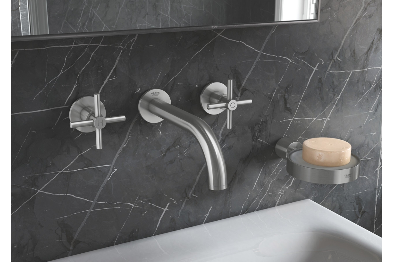 Внешняя часть смесителя для раковины GROHE Atrio на 3 отверстия, двухвентильный, суперсталь (20169DC3)