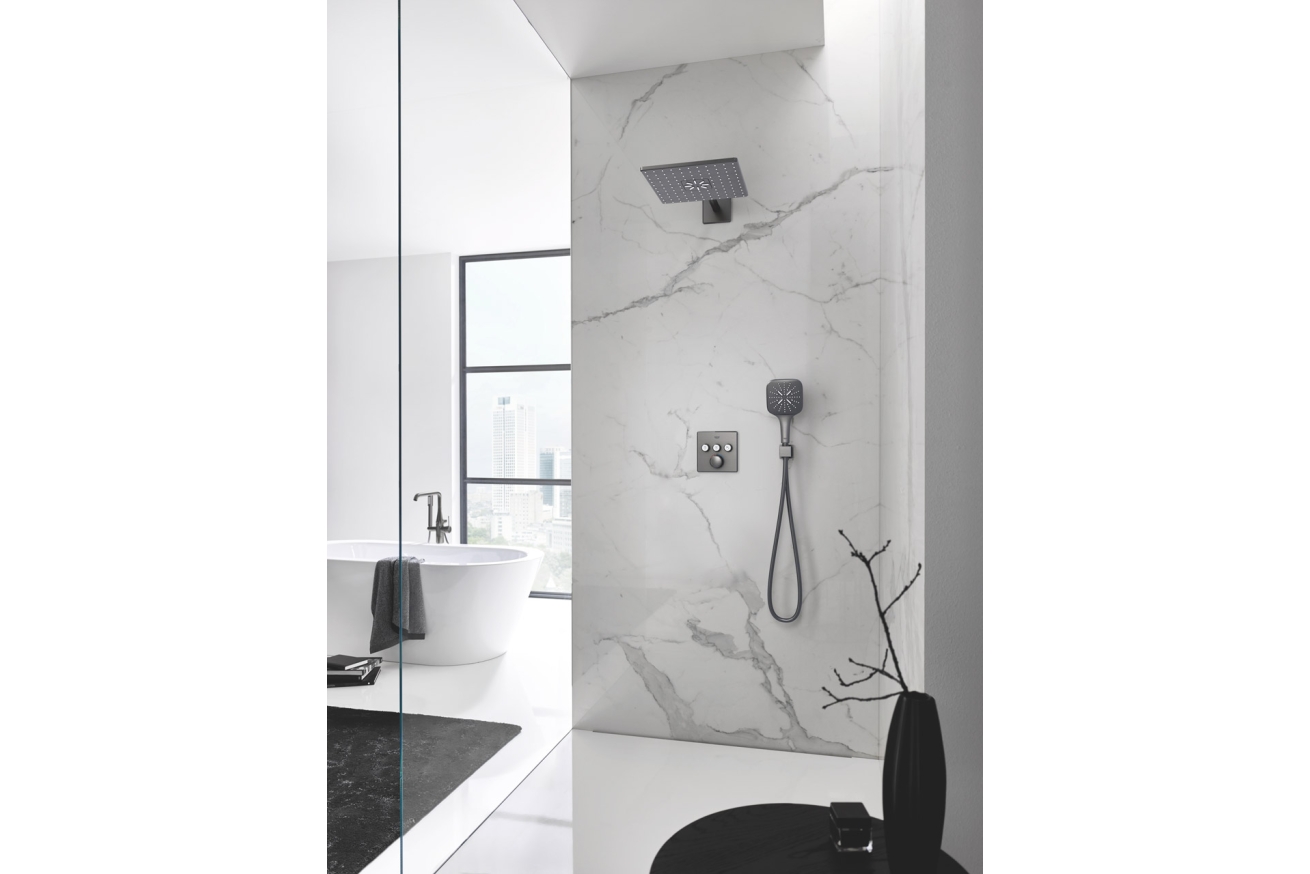 Верхний душ GROHE Rainshower 310 SmartActive Cube, 2 режима, 430 мм, темный графит матовый (26479AL0)