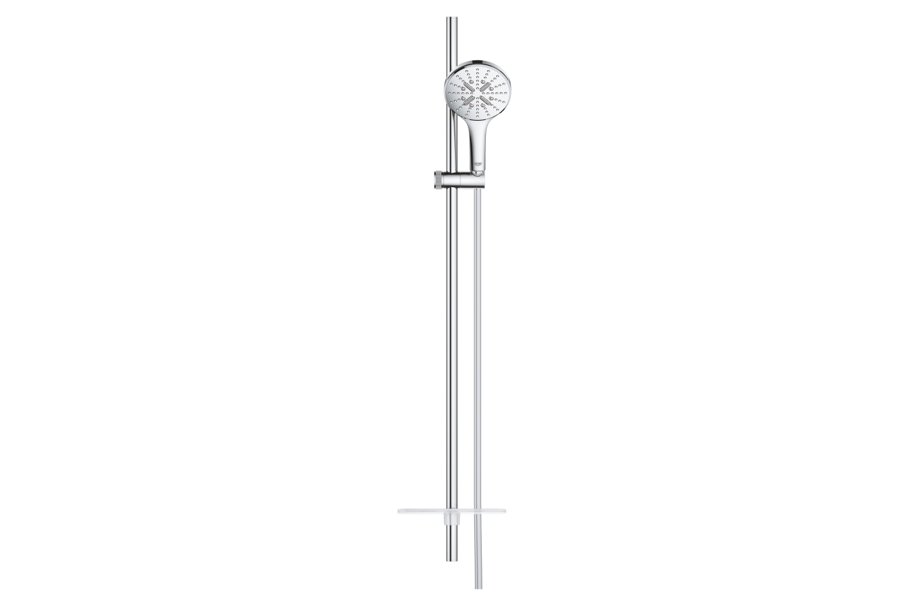 Душевой гарнитур GROHE RainShower SmartActive 130 с мыльницей, 3 режима струи, душевая штанга 900 мм, 9,5 л/мин, хром (26548000)