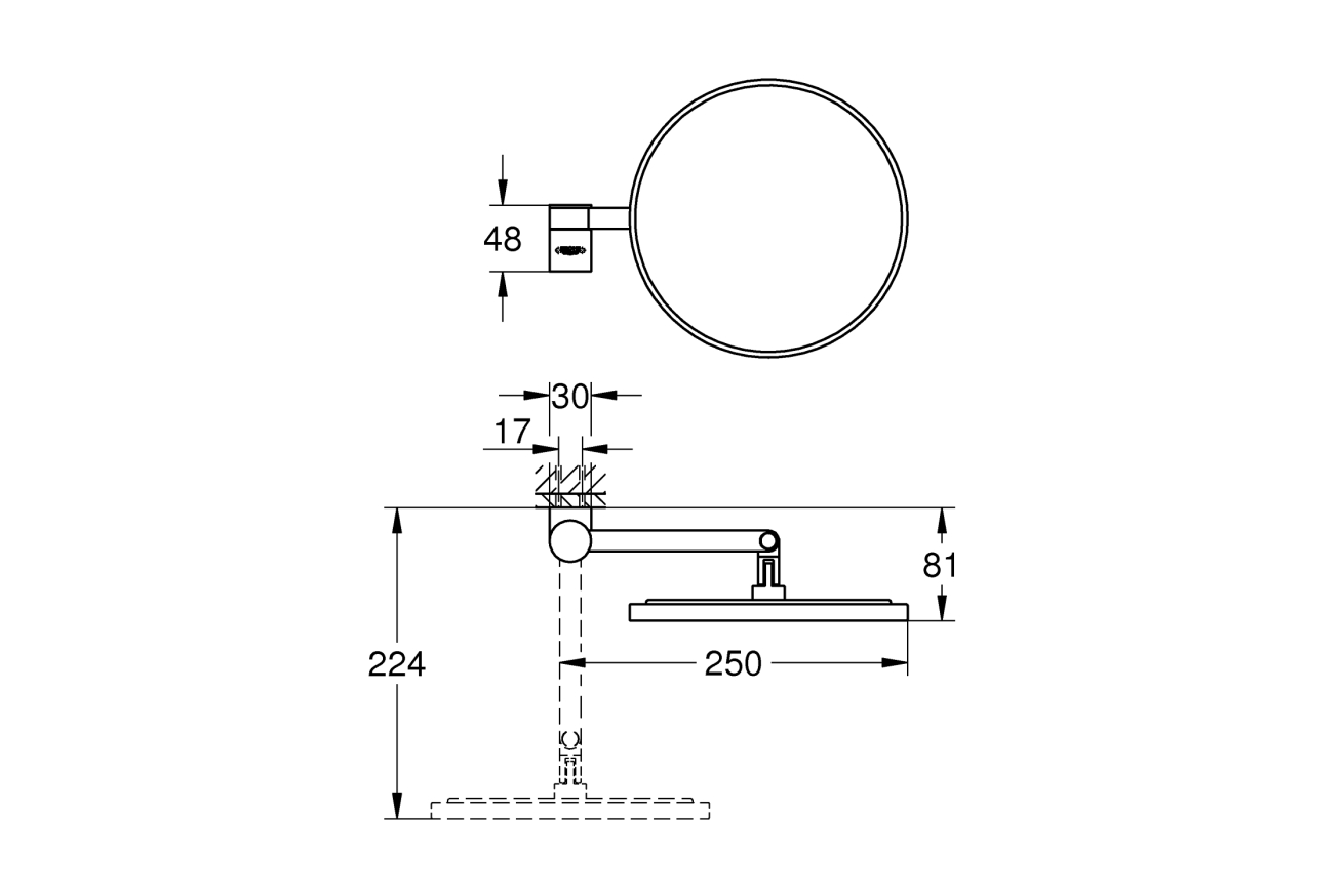 Косметическое зеркало GROHE Selection, хром (41077000)