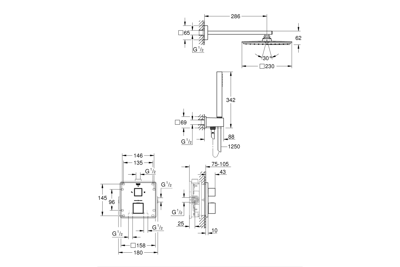 Душевая система GROHE Grohtherm Cube, хром, (34741000)