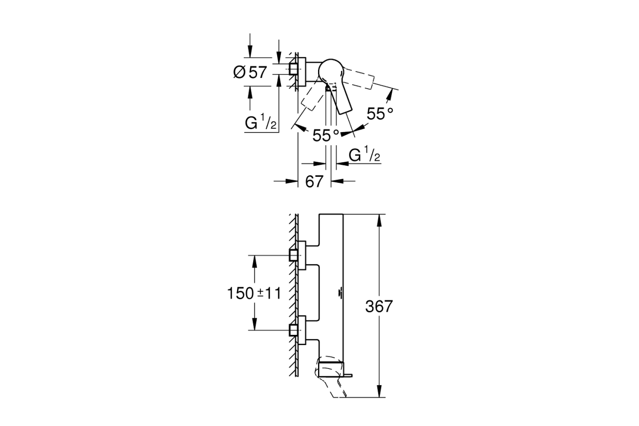 Смеситель для душа GROHE Allure, темный графит глянец (32846A01)