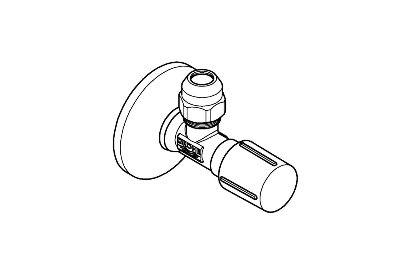 Угловой вентиль GROHE 1/2"-3/8" для подключения смесителей, хром (22039000)