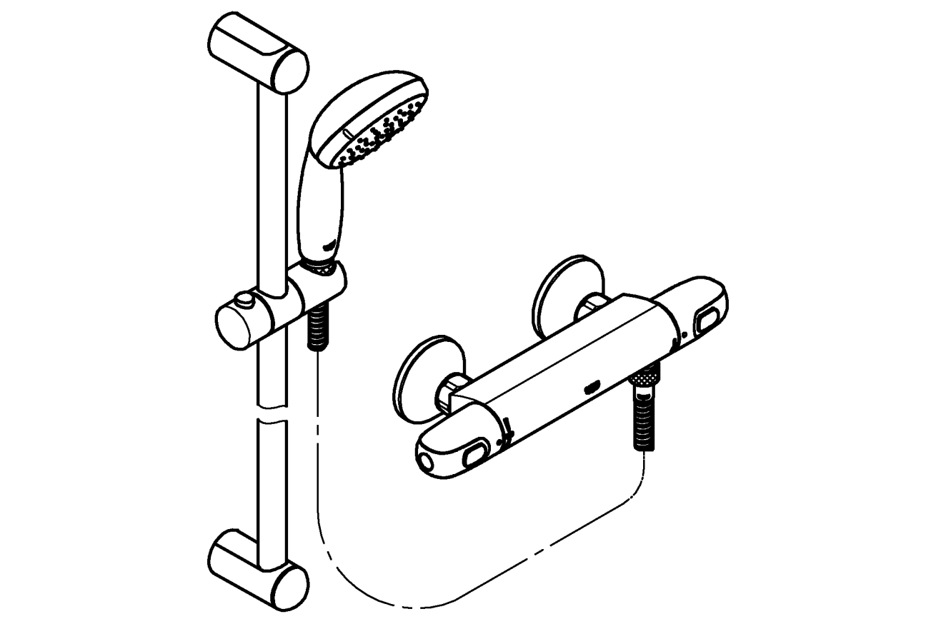 Термостат для душа GROHE Grohtherm 1000 с душевым гарнитуром, хром (34824004)