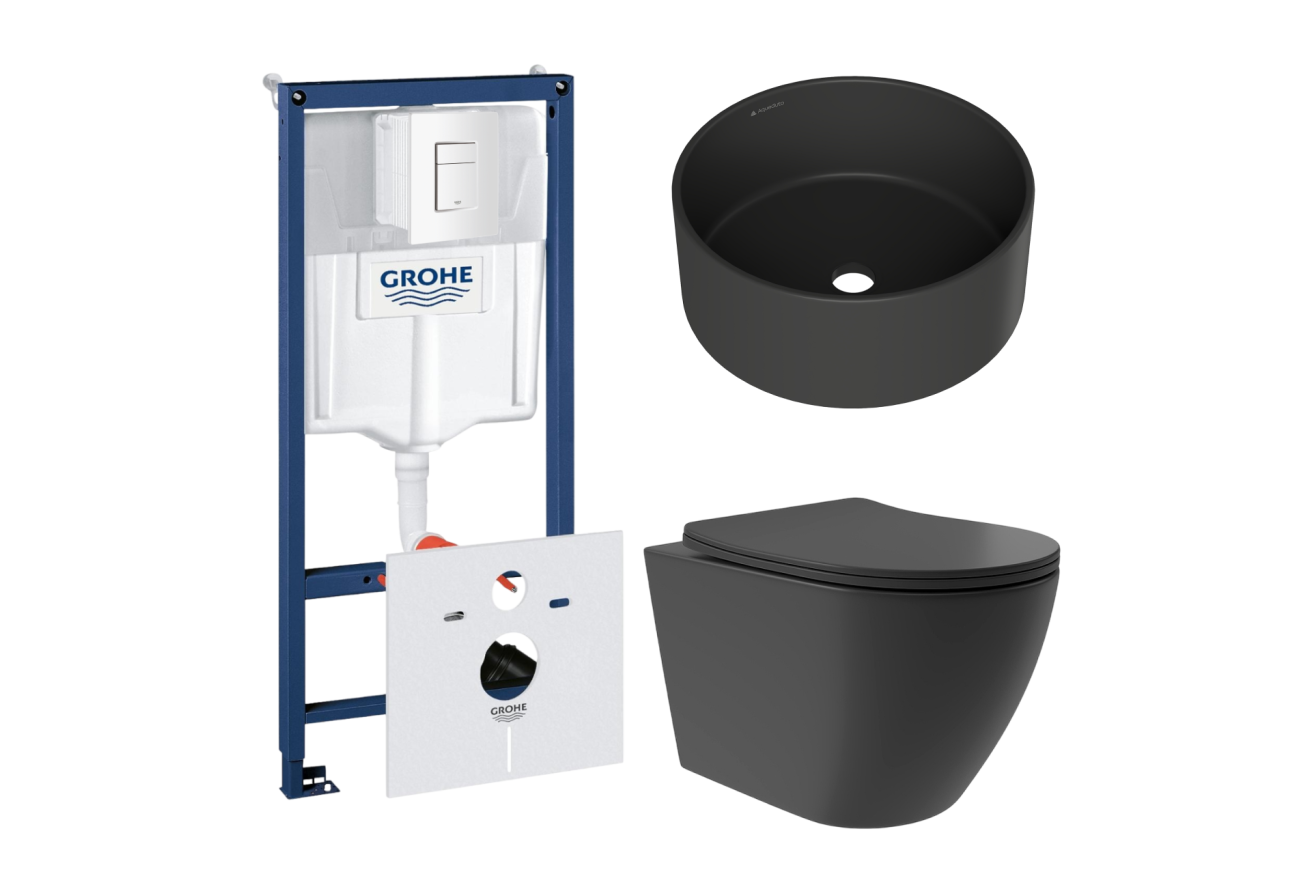 Комплект инсталляции GROHE Rapid SL 38772SH0 с унитазом Aqueduto OVO Plus OVOT0240 и раковиной Aqueduto ESPIRAL D400 ESP0140 (NW0420)