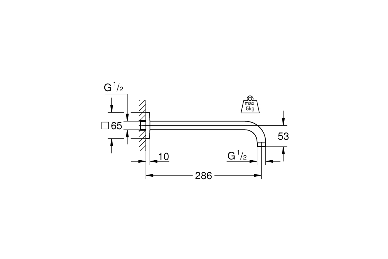 Душевой кронштейн GROHE Rainshower neutral 286 мм, хром (27488000)