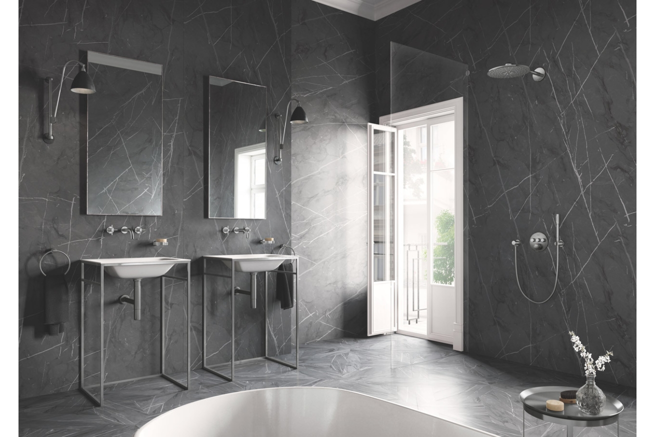 Внешняя часть смесителя для раковины GROHE Atrio на 3 отверстия, двухвентильный, суперсталь (20169DC3)