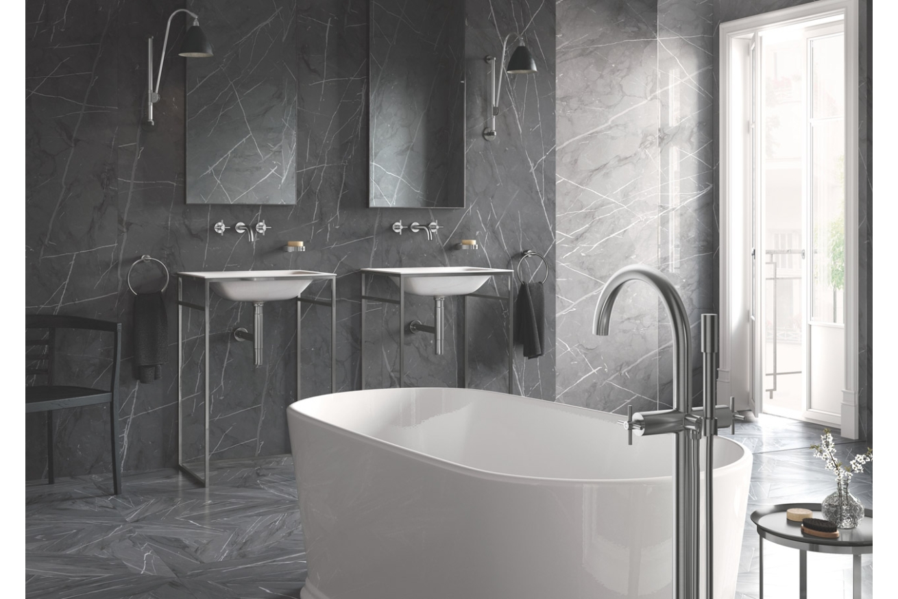 Внешняя часть смесителя для раковины GROHE Atrio на 3 отверстия, двухвентильный, суперсталь (20169DC3)