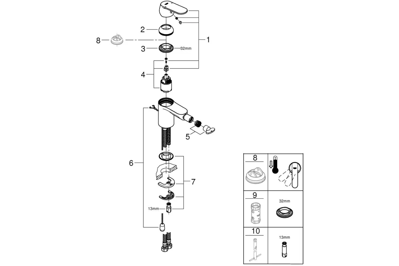 Смеситель для биде GROHE Eurosmart Cosmopolitan, S-size, хром (32840000)