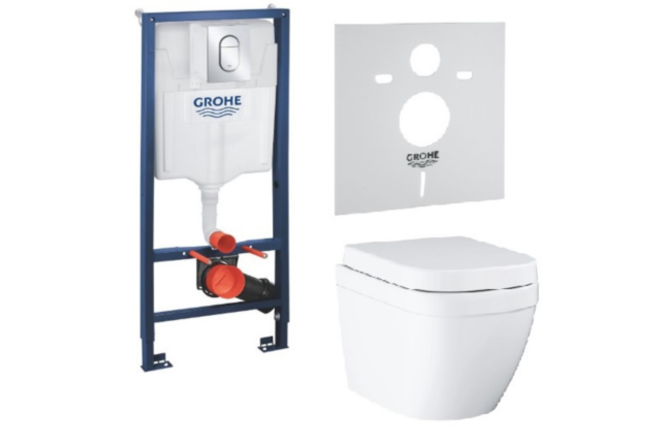 Комплект инсталляции GROHE Rapid SL с подвесным унитазом Euro Ceramic и сиденьем (36501000)