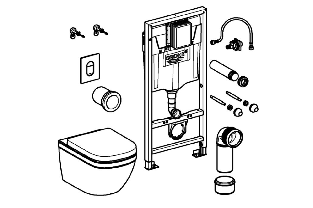 Комплект инсталляции GROHE Rapid SL с подвесным унитазом Euro Ceramic и сиденьем (36501000)