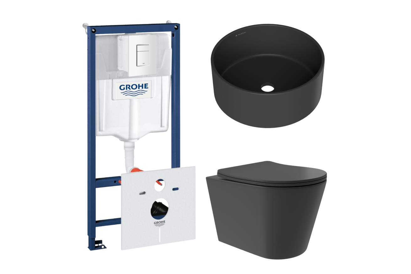 Комплект инсталляции GROHE Rapid SL 38772SH0 с унитазом Aqueduto CONE Plus CONT0240 и раковиной Aqueduto ESPIRAL D400 ESP0140 (NW0416)
