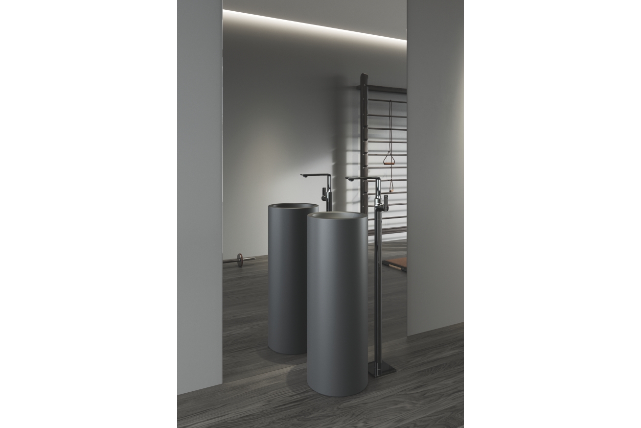 Внешняя часть смесителя для раковины GROHE Allure напольного монтажа, темный графит глянец (23856A01)