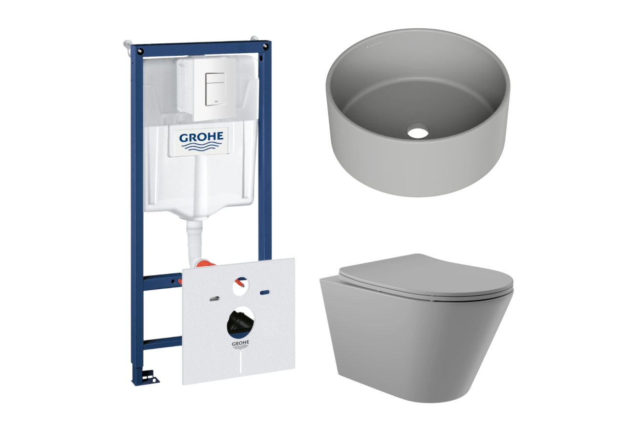 Комплект инсталляции GROHE Rapid SL 38772SH0 с унитазом Aqueduto CONE CON0130 и раковиной Aqueduto ESPIRAL D400 ESP0130 (NW0408)