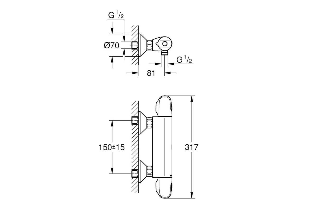 Душевая система GROHE Vitalio Start System 180 Flex с термостатом для душа, хром (NSB0160)