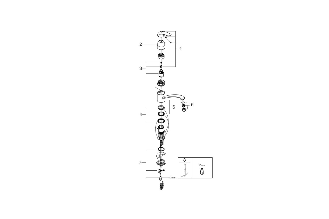 Смеситель для кухни GROHE Euroeco, хром (32750000)