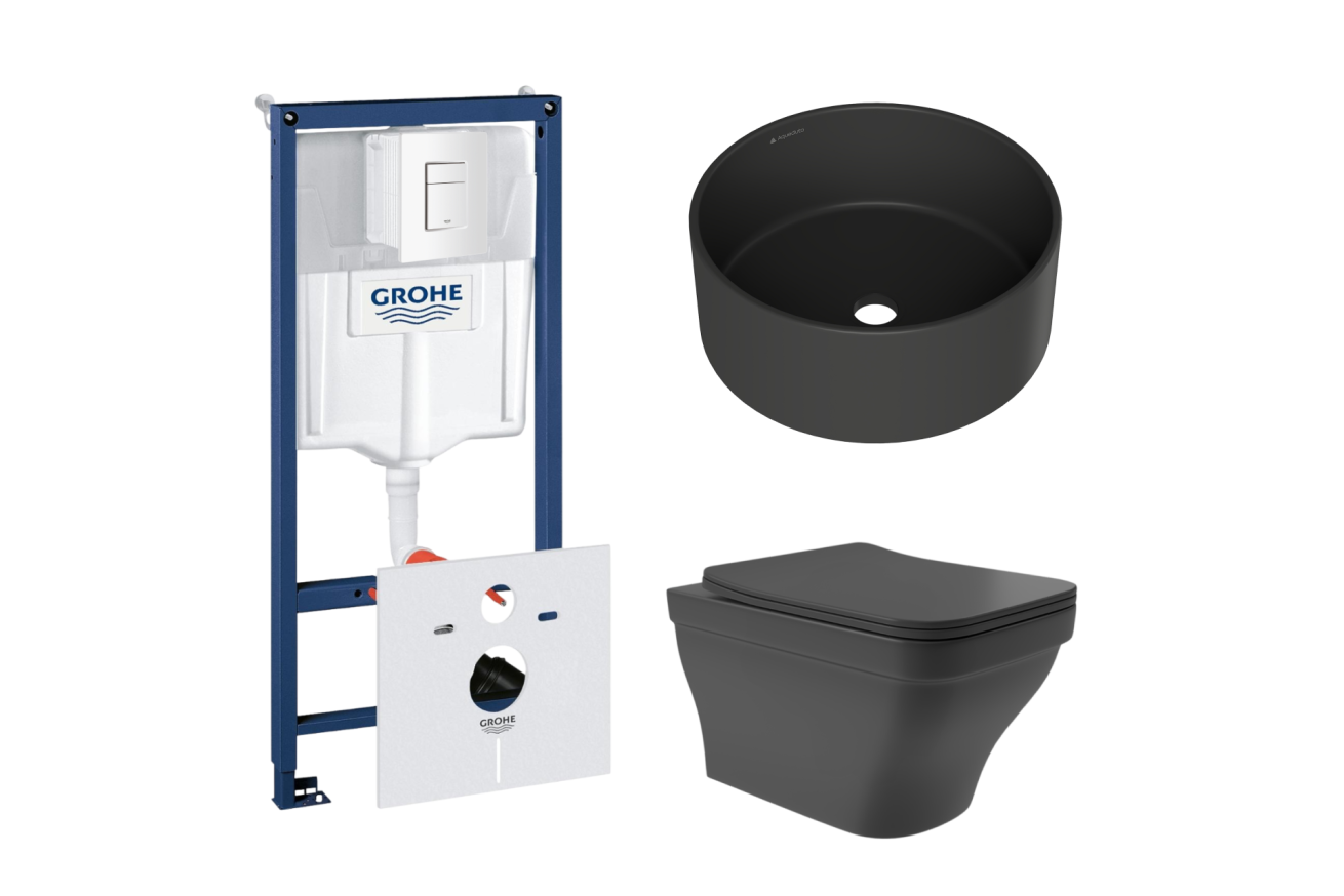 Комплект инсталляции GROHE Rapid SL 38772SH0 с унитазом Aqueduto ESTETA EST0140 и раковиной Aqueduto ESPIRAL D400 ESP0140 (NW0412)
