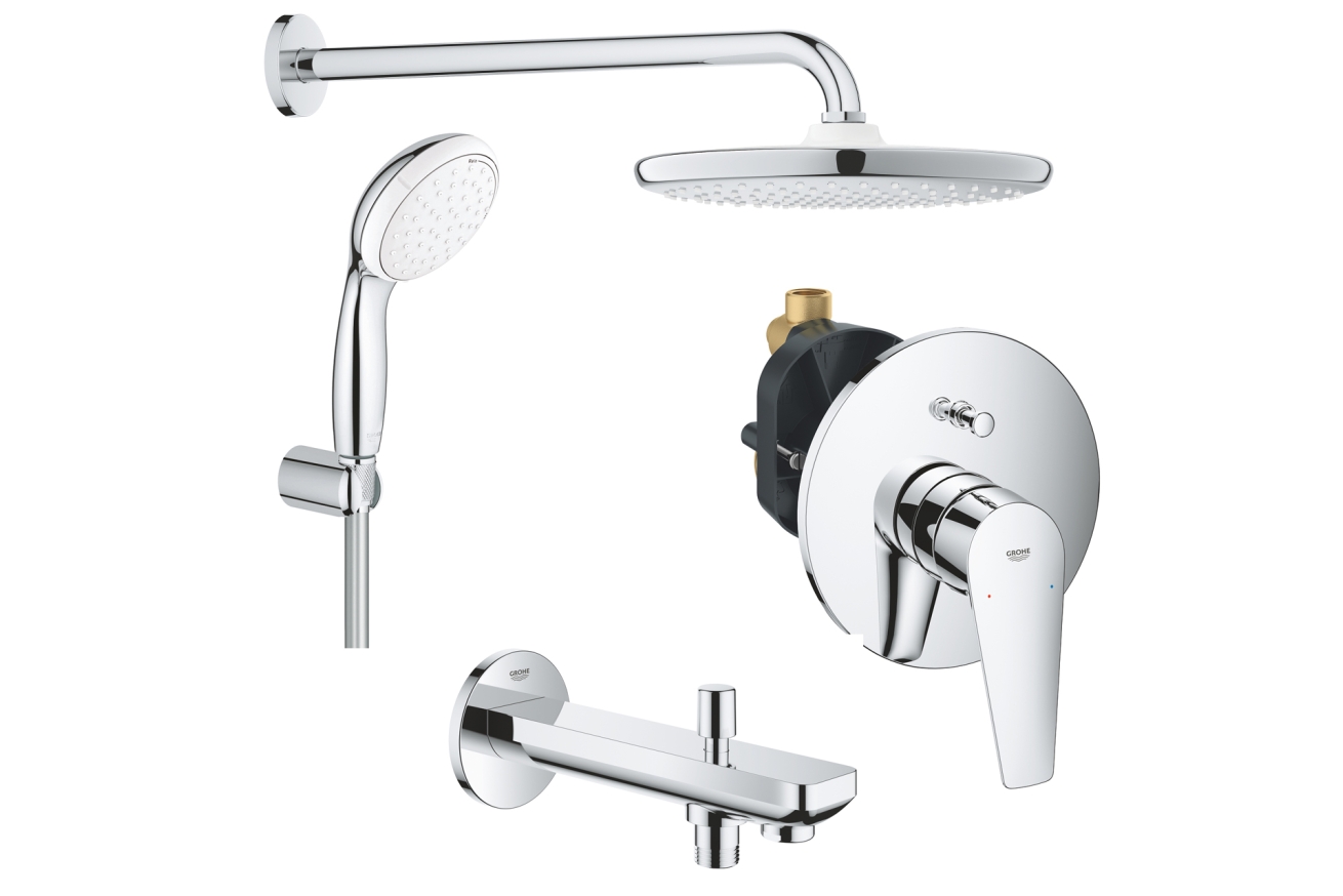 Душевая система GROHE BauEdge со смесителем для ванны, хром (1000190)