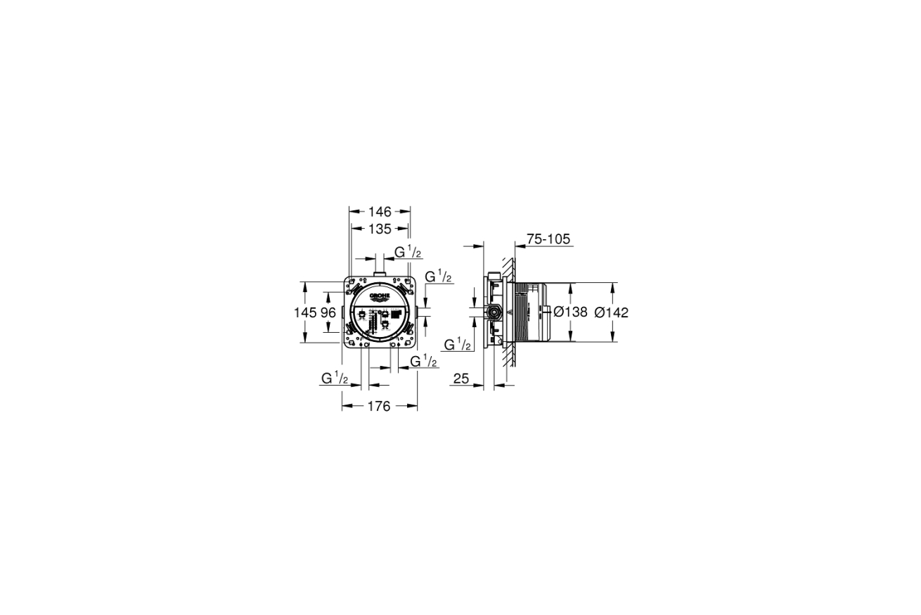 Душевая система GROHE Tempesta 250 Cube со смесителем для ванны, хром (NB0069/S)