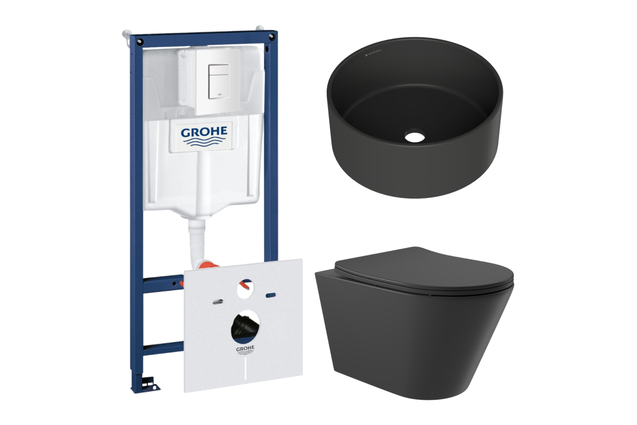 Комплект инсталляции GROHE Rapid SL 38772SH0 с унитазом Aqueduto CONE CON0140 и раковиной Aqueduto ESPIRAL D400 ESP0140 (NW0432)