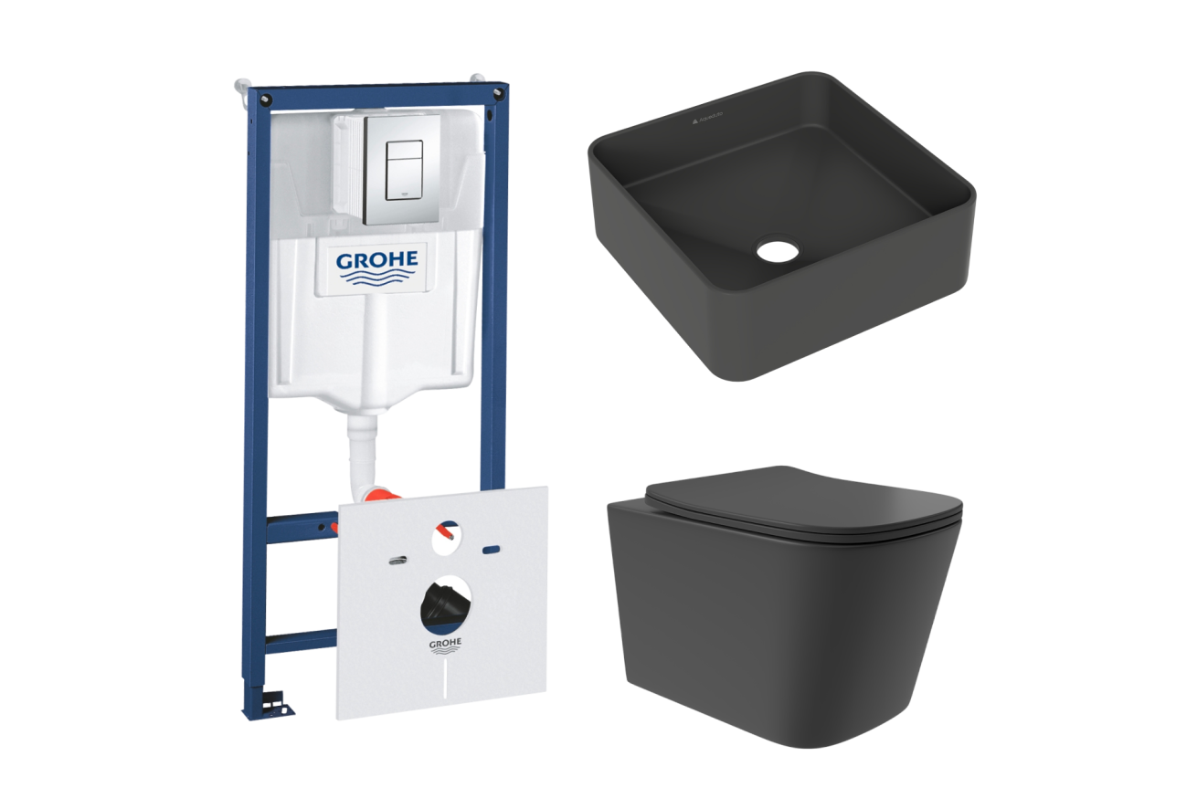 Комплект инсталляции GROHE Rapid SL 38775001 с унитазом Aqueduto MACIO Plus MACТ0240 и раковиной Aqueduto ESPIRAL ESP0340 (NW0394)