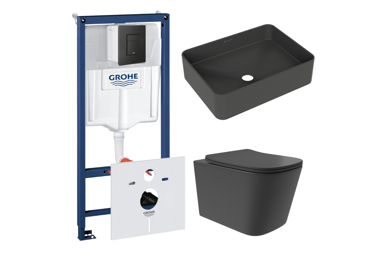 Комплект инсталляции GROHE Solido 38811KF0 с унитазом Aqueduto MACIO Plus MACТ0240 и раковиной Aqueduto ESPIRAL ESP0440 (NW0515)