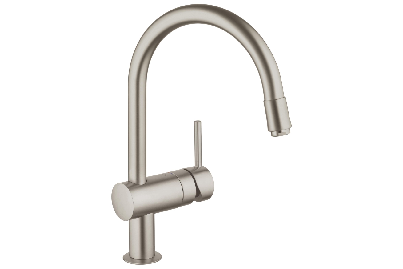 Смеситель для кухни GROHE Minta с вытяжным C-изливом, суперсталь (32918DC0)