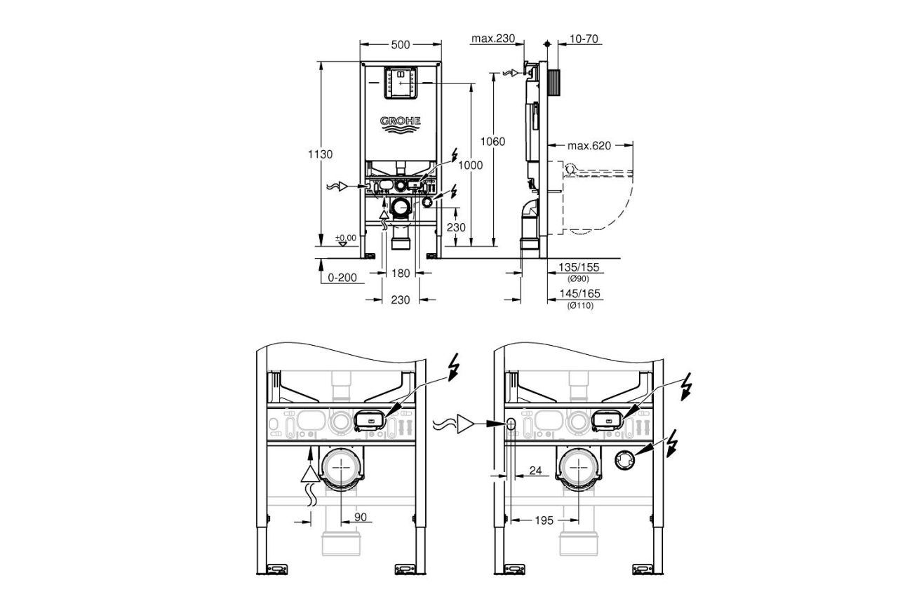Комплект инсталляции GROHE Rapid SLX 3 в 1 с унитазом Sensia Pro Smart Toilet (NW0125)
