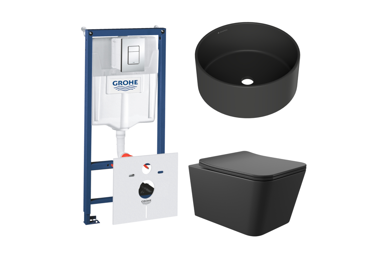 Комплект инсталляции GROHE Rapid SL 38775001 с унитазом Aqueduto MACIO MAC0140 и раковиной Aqueduto ESPIRAL D400 ESP0140 (NW0426)