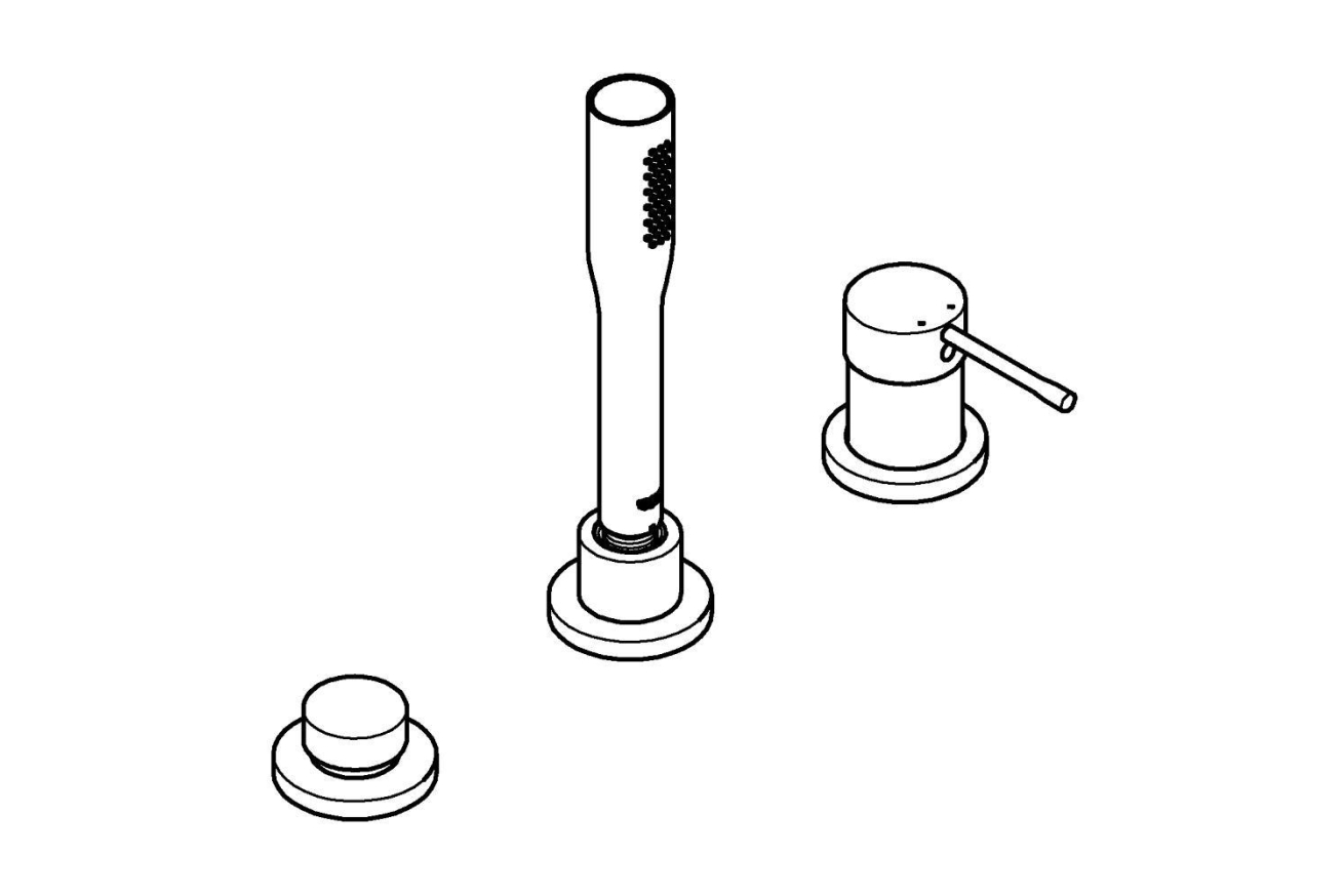 Смеситель для ванны GROHE Essence на 3 отверстия, хром (19976001)