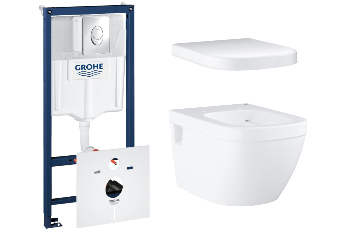 Комплект инсталляции GROHE Rapid SL 4 в 1 с унитазом Euro Ceramic и сиденьем (NW0136)