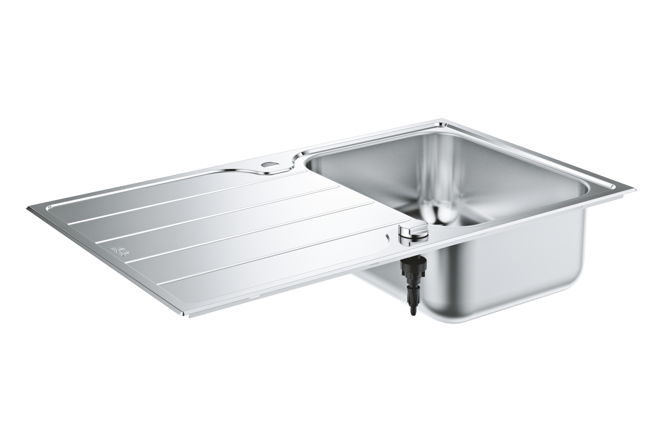 Мойка GROHE K500 45-S 86/50 1.0 оборачиваемая с корзинчатым вентилем, нержавеющая сталь (31571SD1)