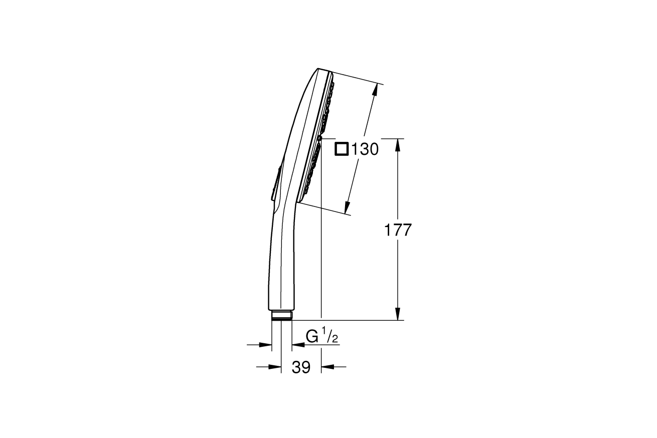 Ручной душ GROHE Rainshower SmartActive 130 Cube, 9,5 л/мин, 3 режима, хром (26582000)