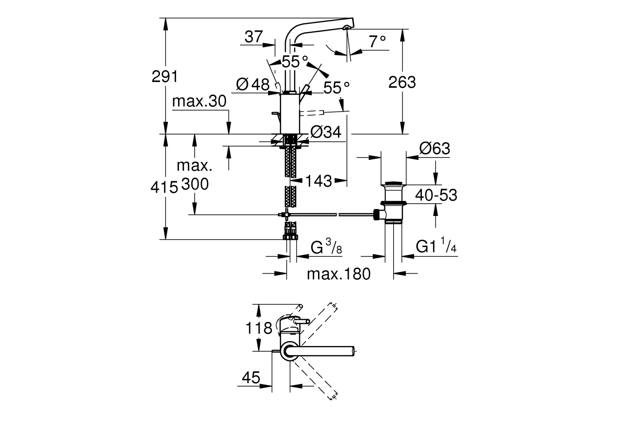 Смеситель для раковины GROHE Concetto, хром (23739002)