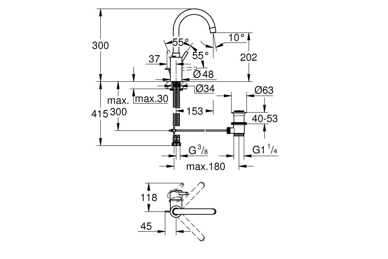 Смеситель для раковины GROHE Concetto, хром (32629002)